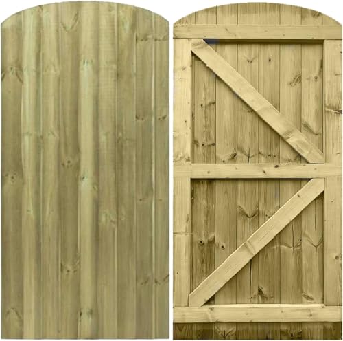 Wooden Featheredge Arched Garden Gate Pedestrian Gate Wooden Pressure Treated 6ft 180cm
