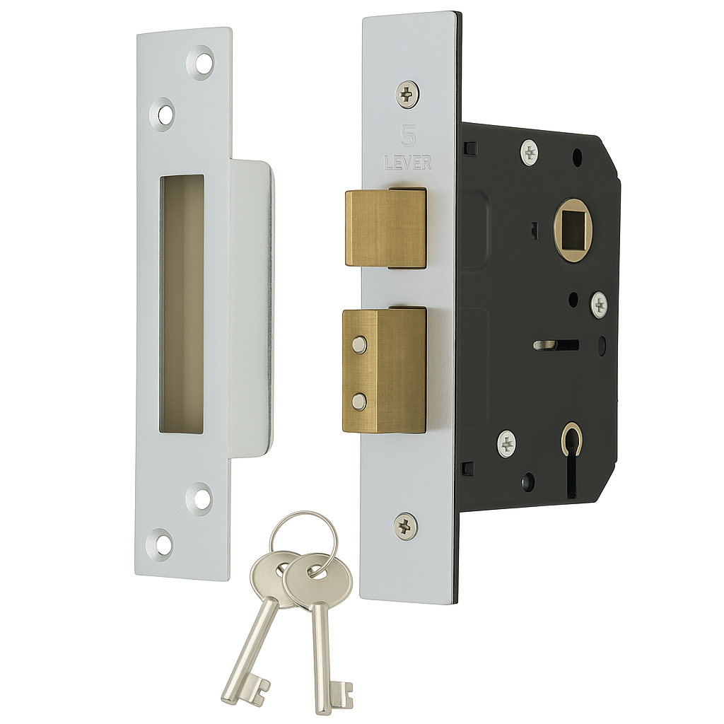 5 Lever Sashlock for Wooden Doors Mortice Door Lock with Keys Heavy Duty Security Lock Satin Stainless Steel Finish
