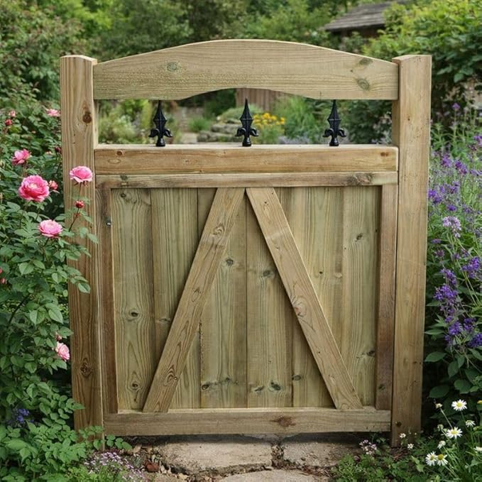 6ft Arched Top Garden Gate with Spear Detail