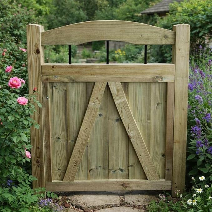 Wooden Garden Doom Gate Pedestrian Gate Wooden Pressure Treated 4ft 120cm