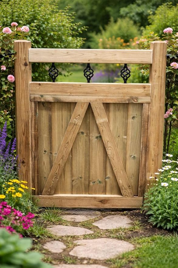 Wooden Garden Dome Gate Pedestrian Gate Wooden Pressure Treated 4ft 120cm