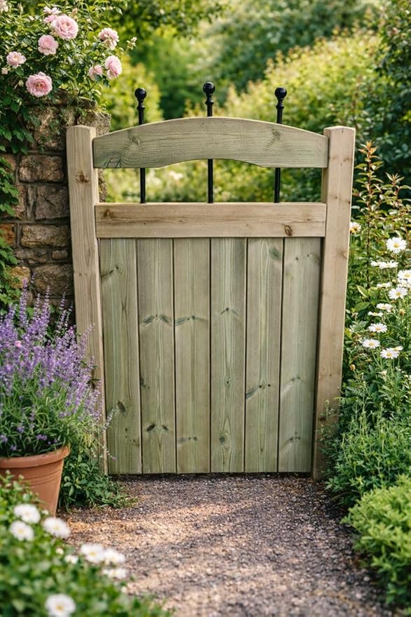 Wooden Garden Dome Gate Pedestrian Gate Wooden Pressure Treated 4ft 120cm