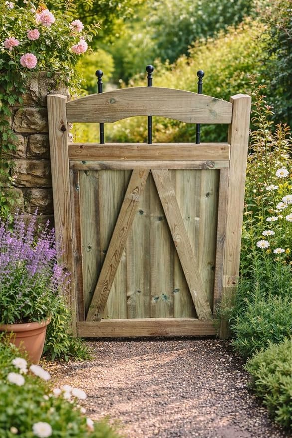 Wooden Garden Dome Gate Pedestrian Gate Wooden Pressure Treated 4ft 120cm