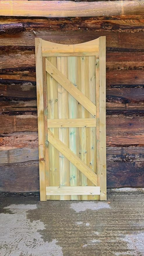 Wooden TVG CURVE NECK Garden Gate Pedestrian Gate Wooden Pressure Treated