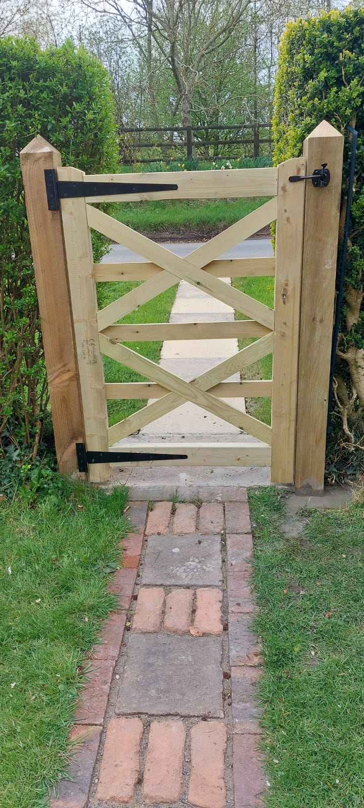 Wooden Cross Brace Garden Gate Pedestrian Pressure Treated 3ft 90cm