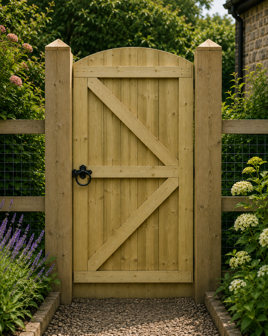 Featheredge Dome Top Wooden Garden Gate – view 2