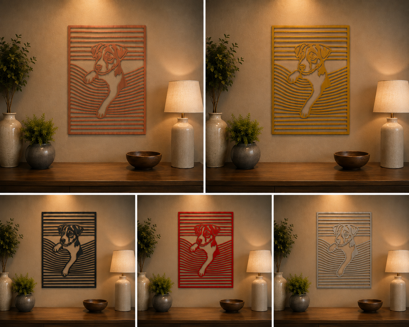 Dog Metal Wall Art – Puppy Peeking Laser Cut Steel Wall Décor | Pet Lover Home & Garden Art