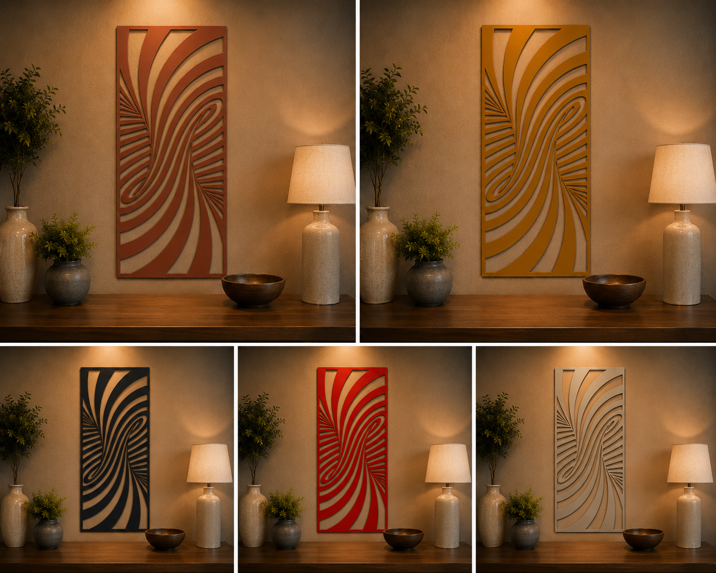 Abstract Flow Metal Wall Art – Vertical Laser Cut Steel Geometric Wave Wall Décor