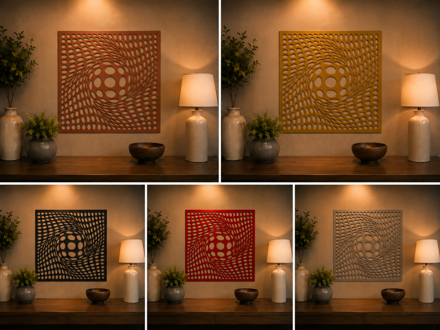 3D Vortex Optical Illusion Metal Wall Art – Laser Cut Geometric Steel Wall Décor