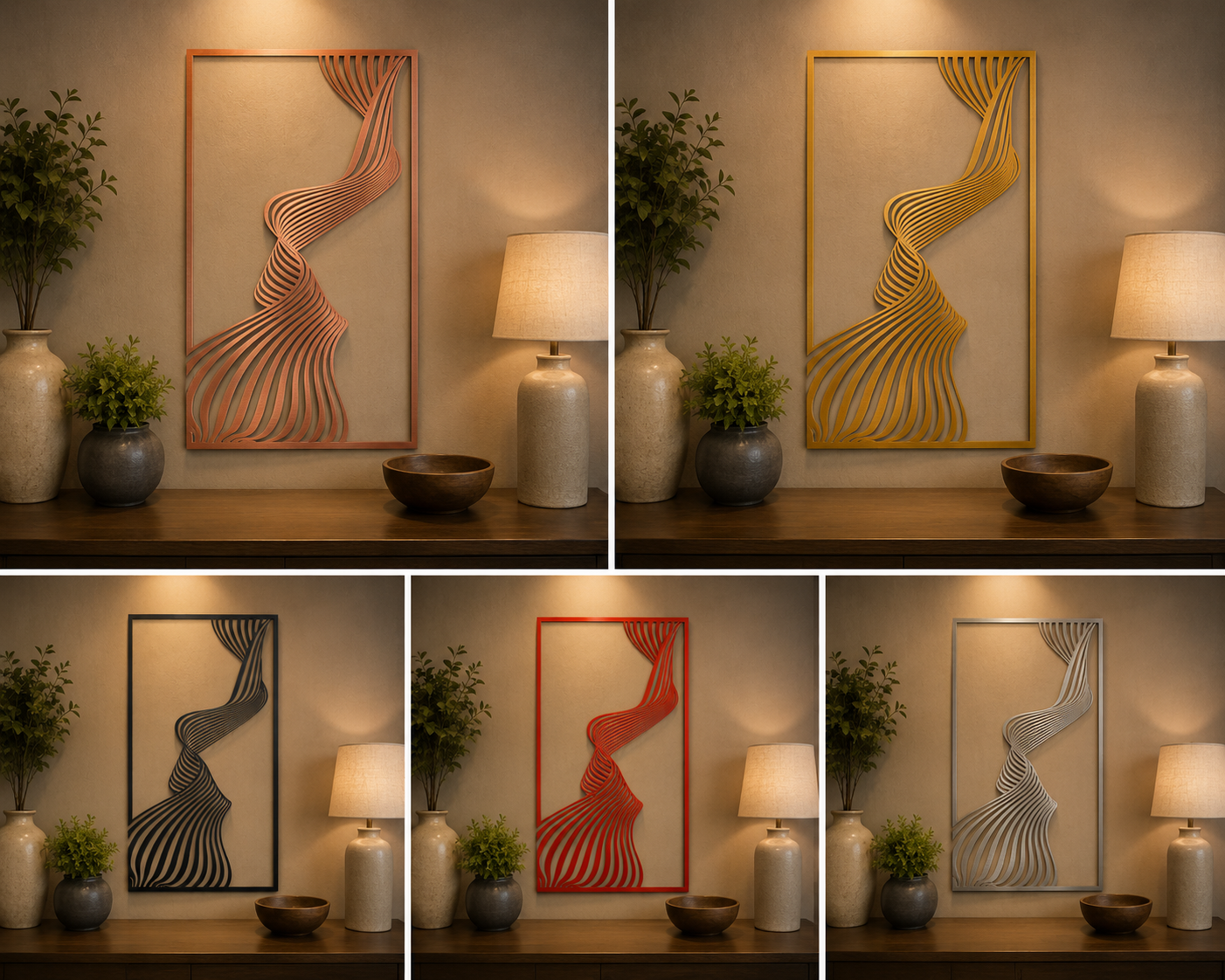 Abstract Flow Metal Wall Art – Twisted Ribbon Laser Cut Steel Wall Décor | Modern Geometric Art