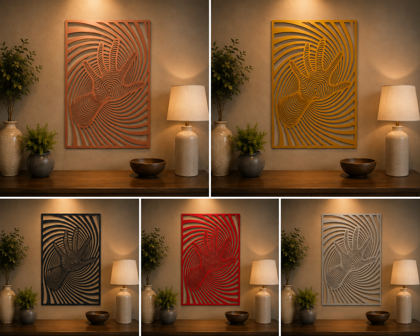 Fingerprint Hand Metal Wall Art – Optical Illusion Laser Cut Steel Wall Décor | Abstract Handprint Art