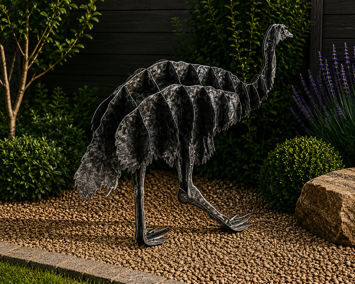 3D Metal Emu Garden Sculpture – view 2