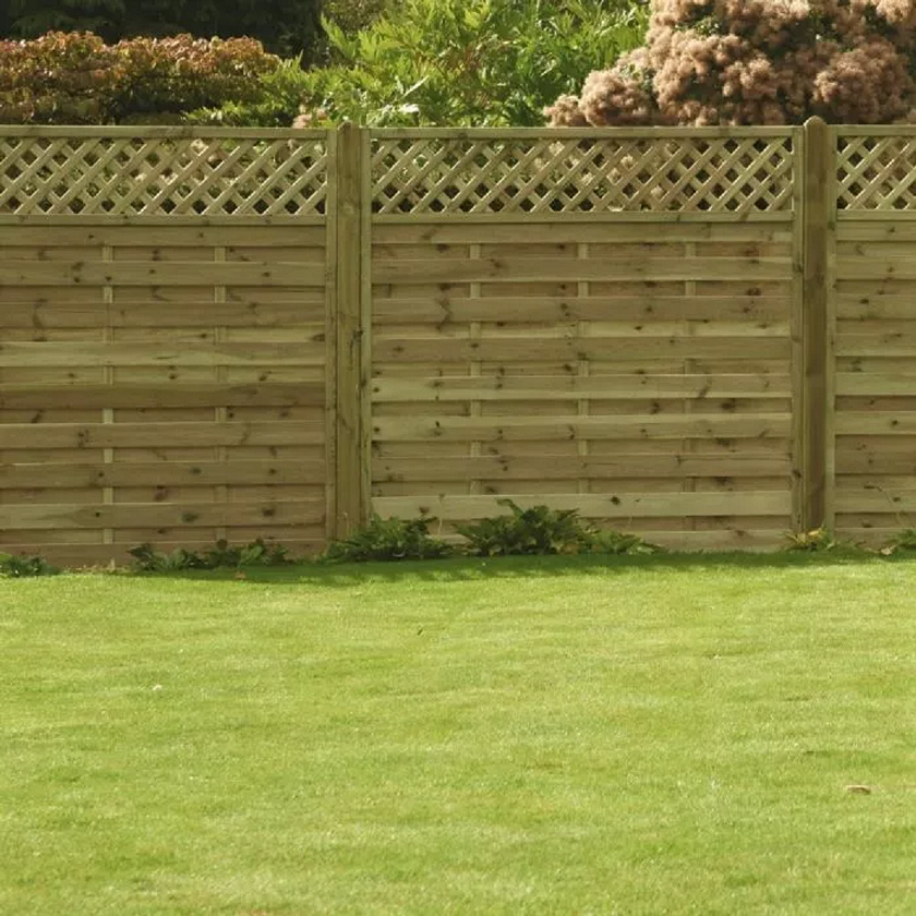 Wooden Garden Fence Panel with Straight Lattice Top