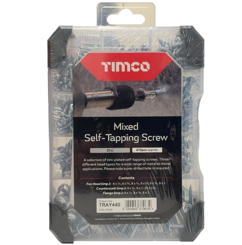 Self Tapping Screws Zinc - 475pc Mixed Tray
