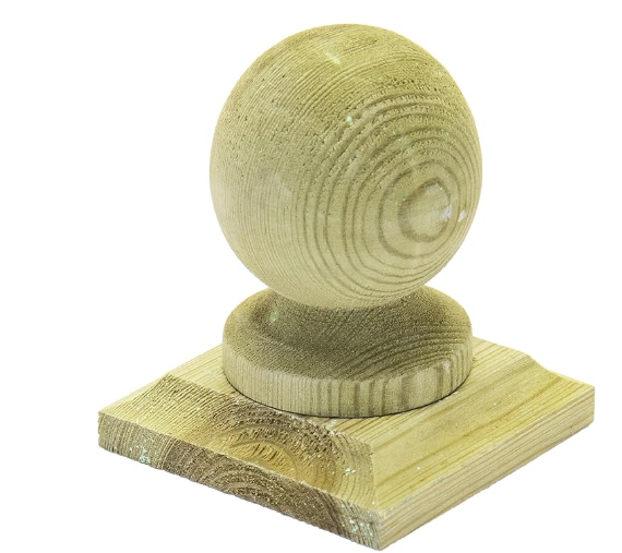 Timber Wooden Fence Post Cap & Ball Finial– (Green Stain)