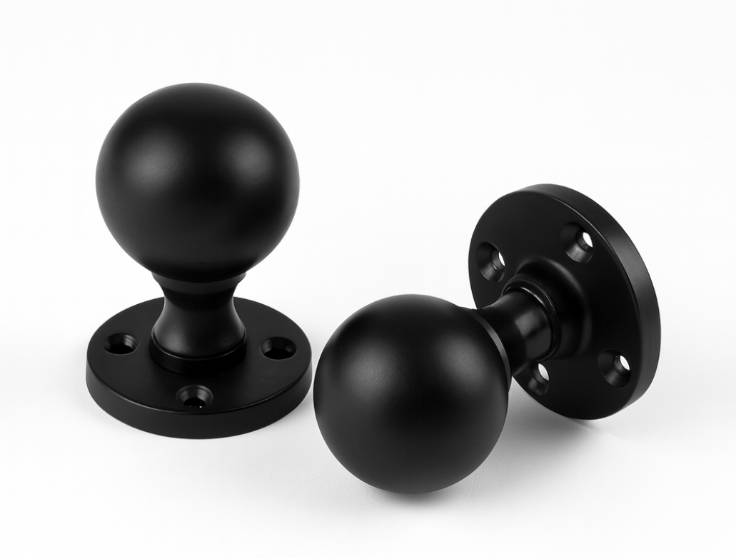 Door Knobs Round Victorian Mortice Knob Sprung Matt Black