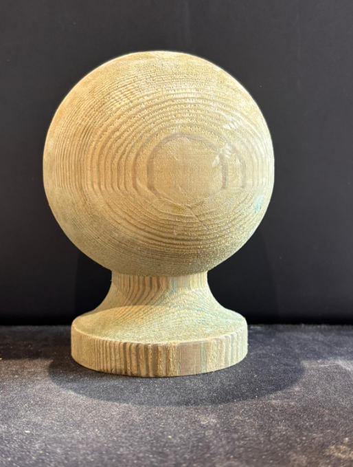 Timber Wooden Fence Post Cap & Ball Finial– (Green Stain)