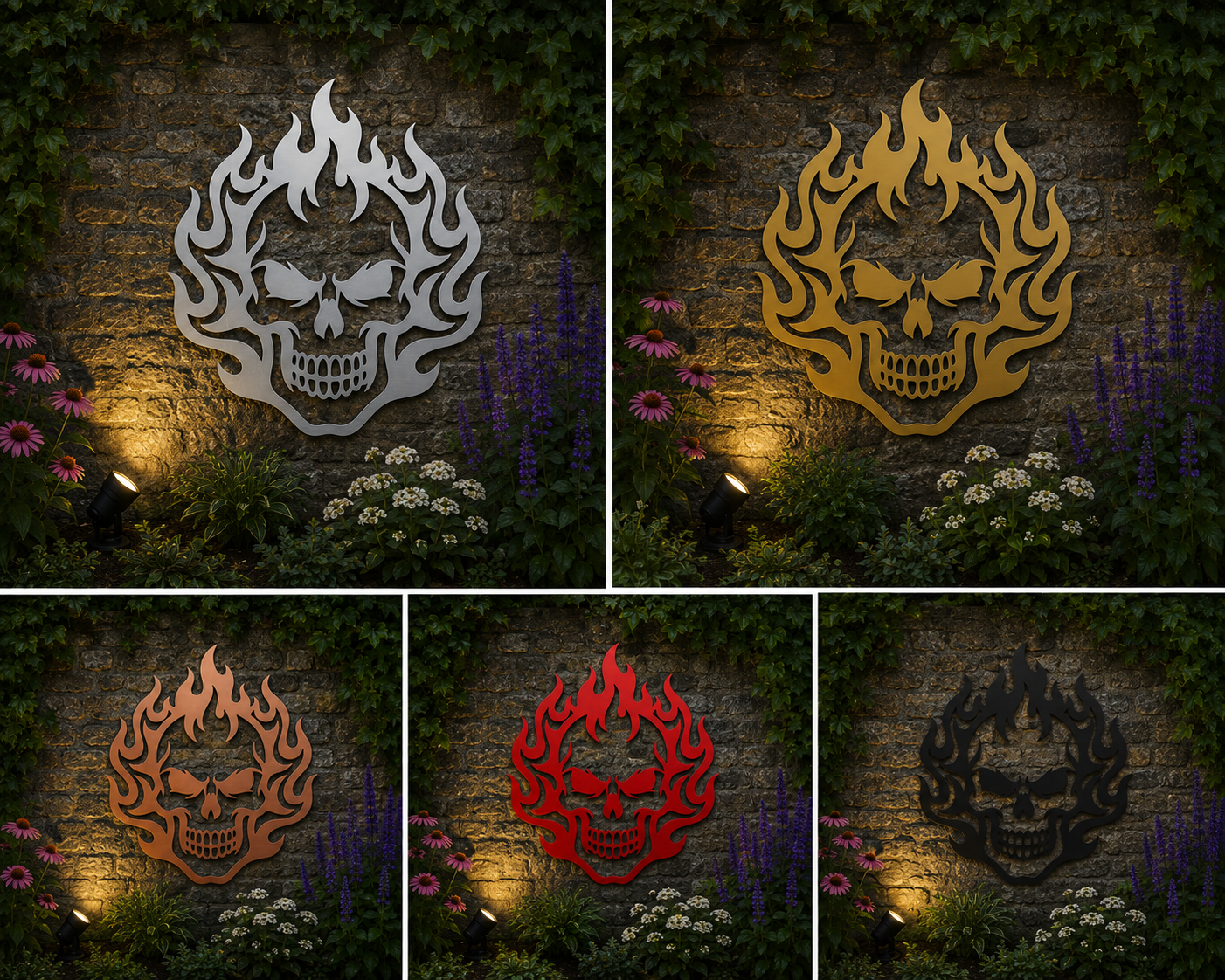 Flaming Skull Metal Wall Art – Design 78