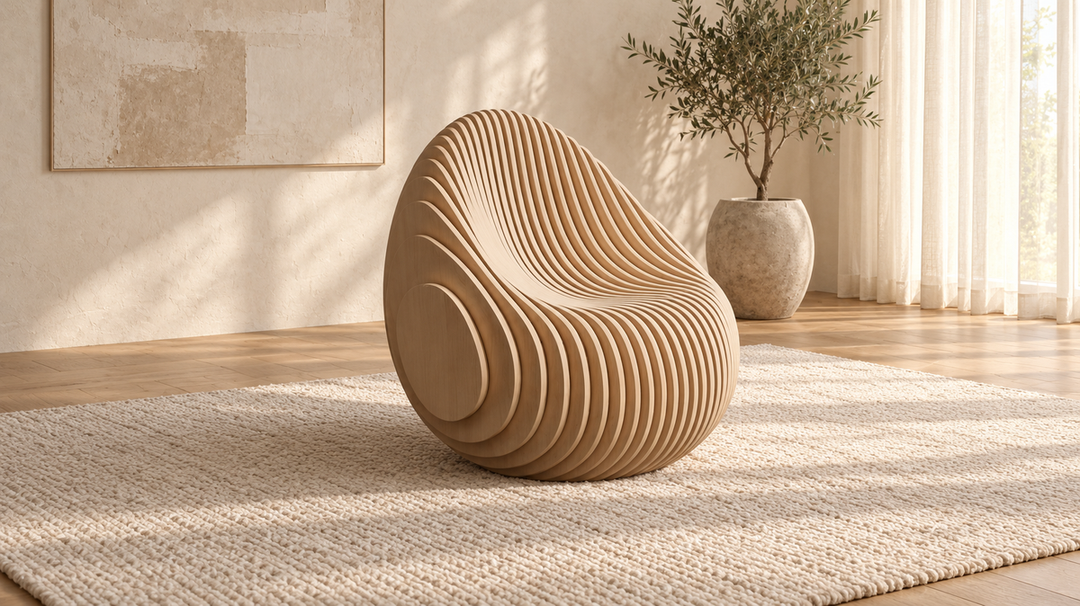 The Contour Sculptural Ribbed Lounge Chair