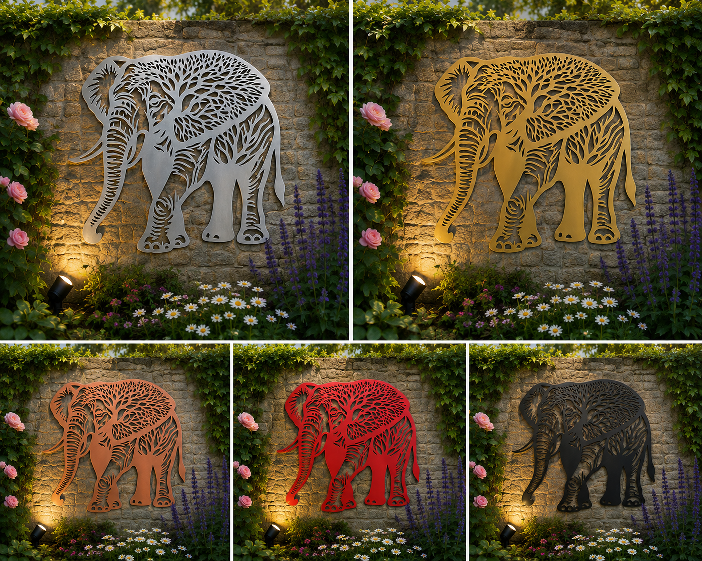Elephant Tree of Life Metal Wall Art – Garden & Outdoor Décor
