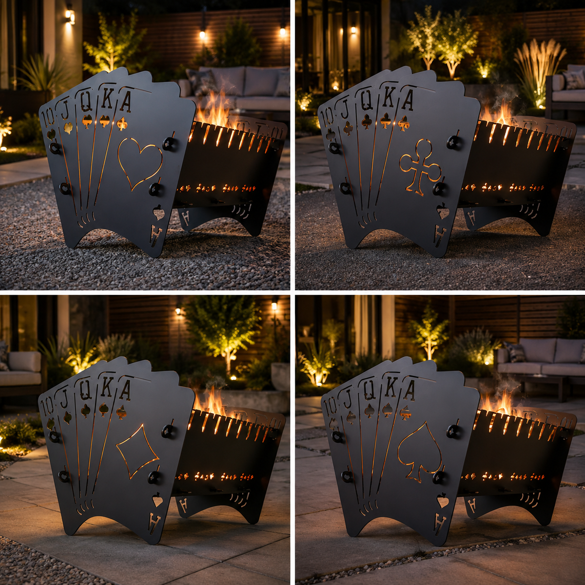 Royal Flush Playing Card Fire Pit