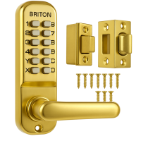 Mechanical Push Button Digital Door Lock with Hold Open Option Polished Brass
