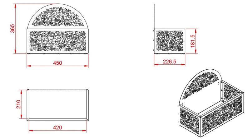 Decorative Metal Garden Planter | Raised Outdoor Flower Stand with Laser Cut Detail
