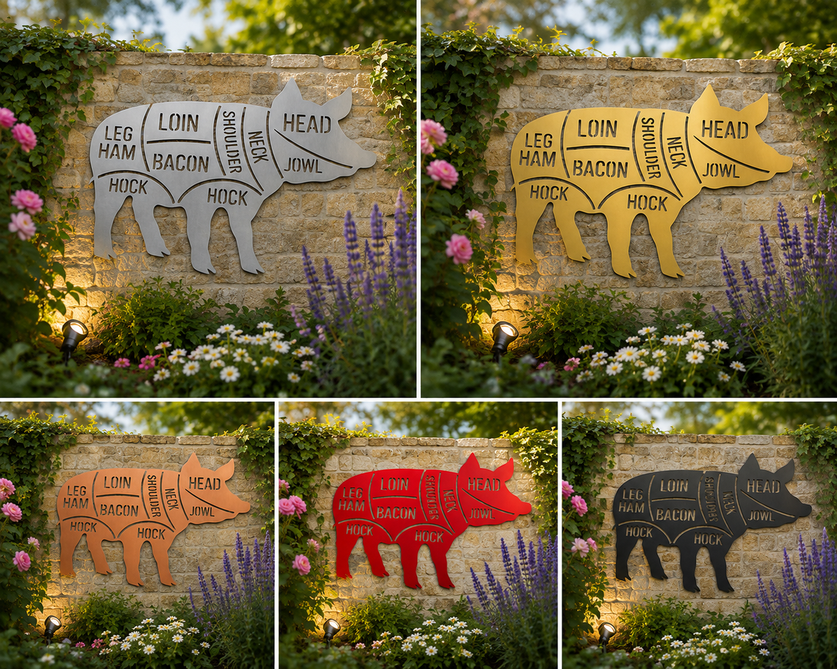 Pork Cuts Pig Metal Wall Art
