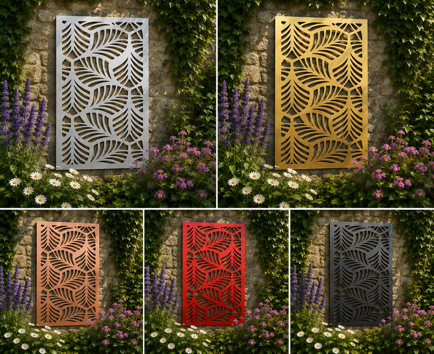 Botanical Leaf Metal Wall Art – Decorative Garden Screen Panel