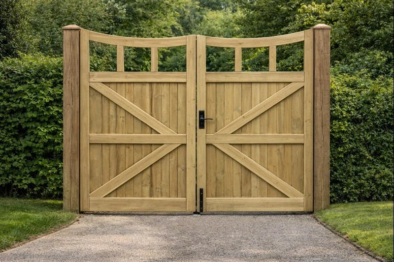Wooden garden driveway gates, garden gates wooden 5ft 150cm High, Double Driveway Wooden Garden Gates, Wooden Cottage Driveway Gate (Copy)