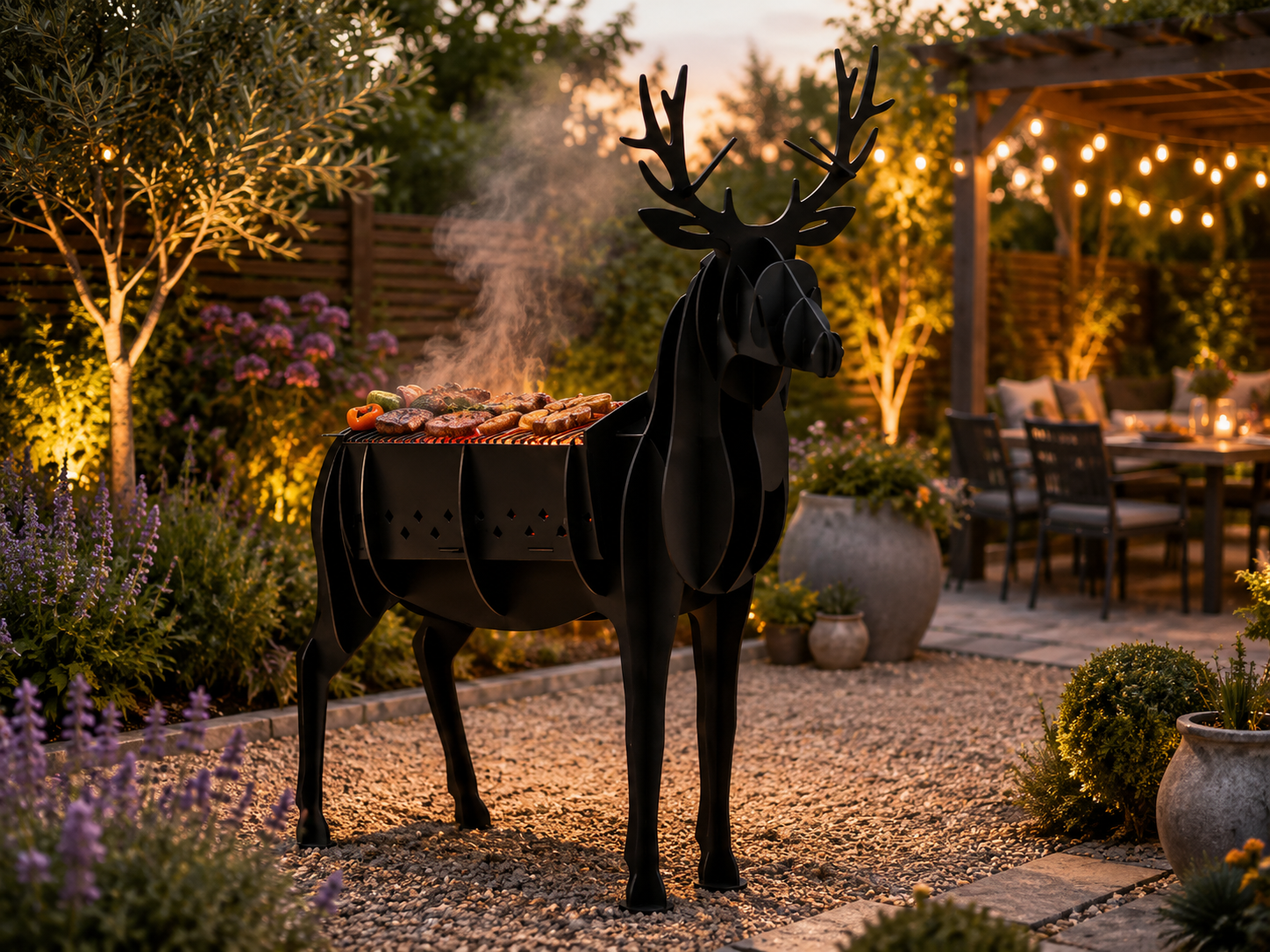 Stag Shaped BBQ Grill – Deer Charcoal Barbecue & Garden Feature