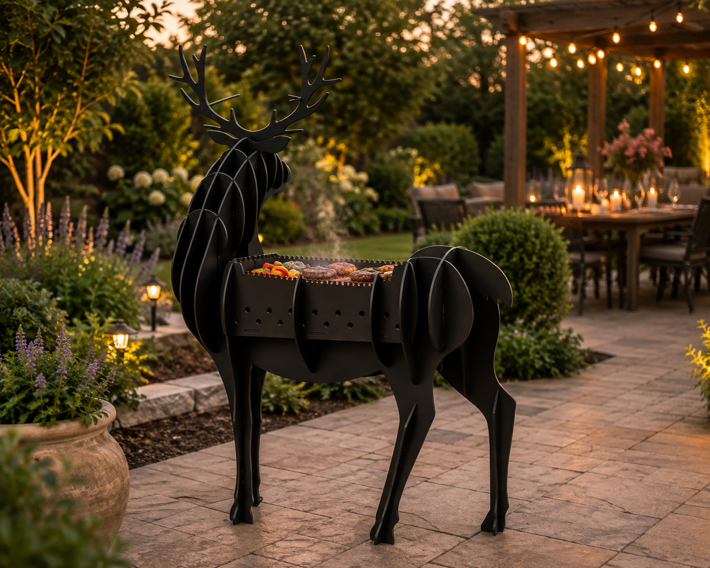 Stag Shaped BBQ Grill – Deer Charcoal Barbecue & Garden Feature