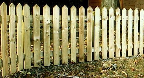 Premium Picket Spiked Garden Fencing Pales Timber Treated Wood Fencing Boards (3'' x 4ft) Rounded Top (Copy)