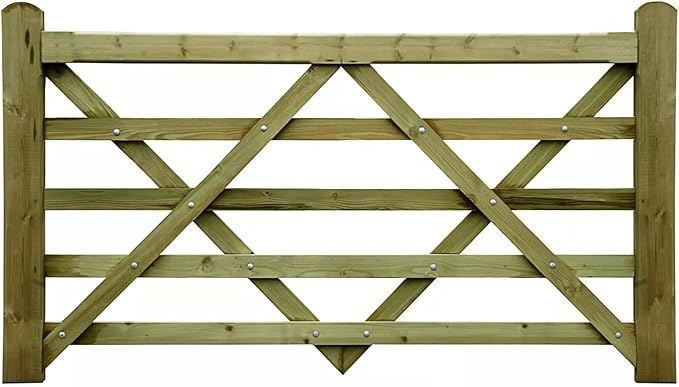 Farm Gate 4 foot 5-Bar | Durable Wooden Fence Gate for Agricultural & Garden Use