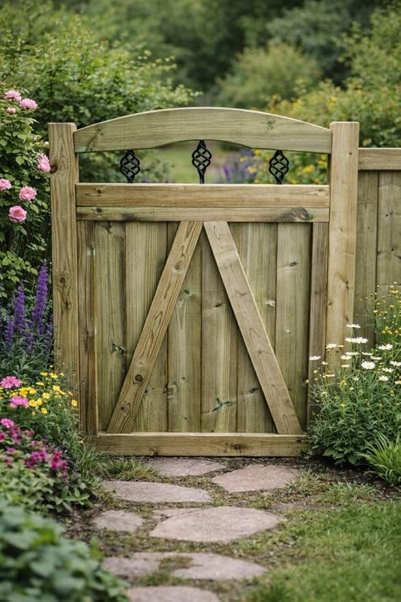 Wooden Garden Doom Gate Pedestrian Gate Wooden Pressure Treated 3FT 90cm