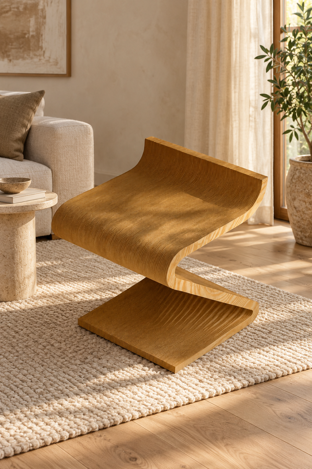 The Z Chair — Sculptural Layered Plywood Chair
