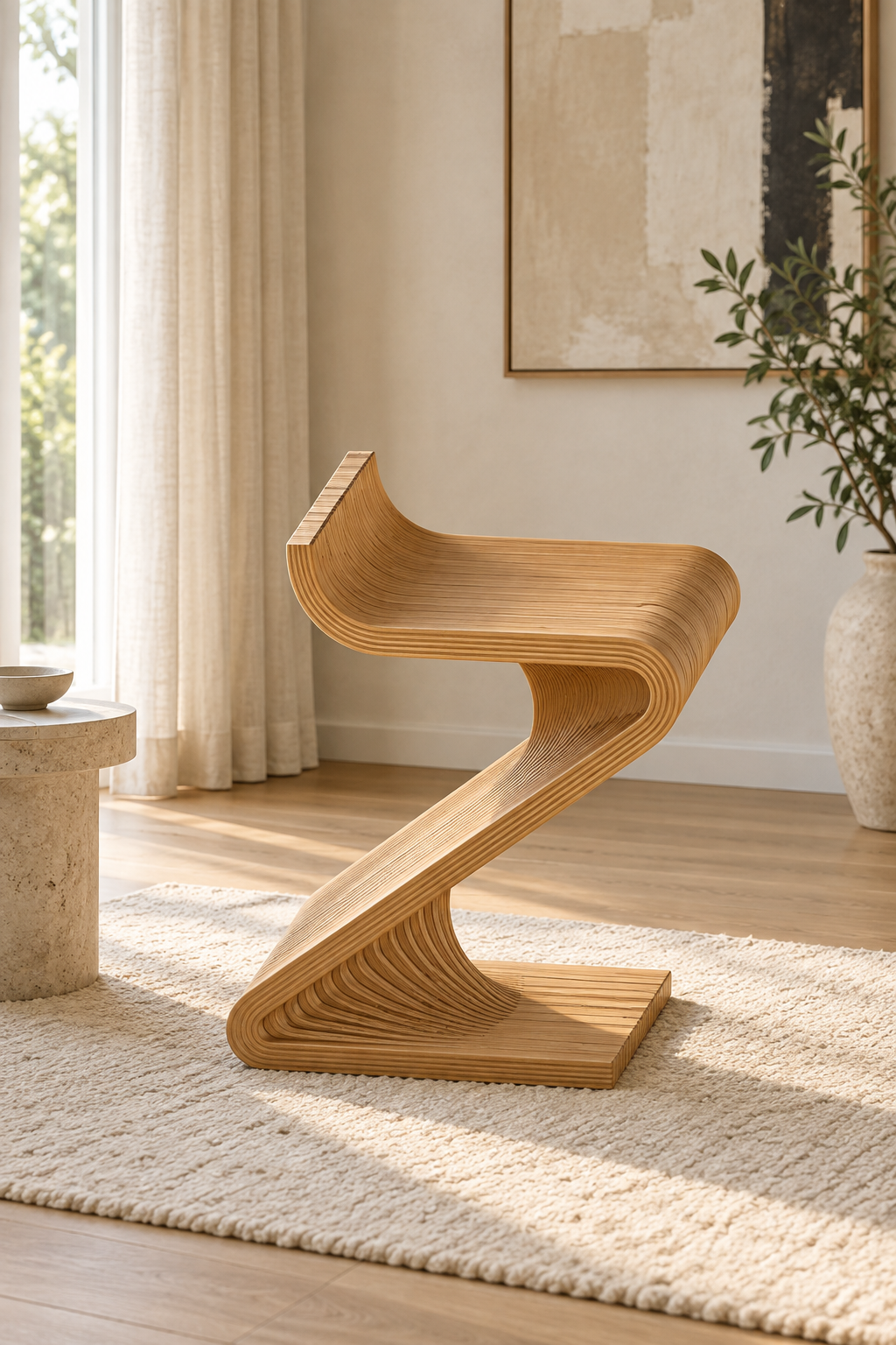 The Z Chair — Sculptural Layered Plywood Chair