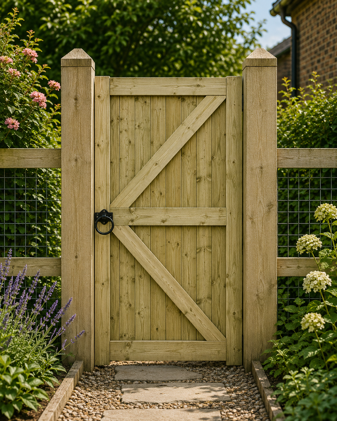 Featheredge Flat Top Wooden Garden Gate – view 2