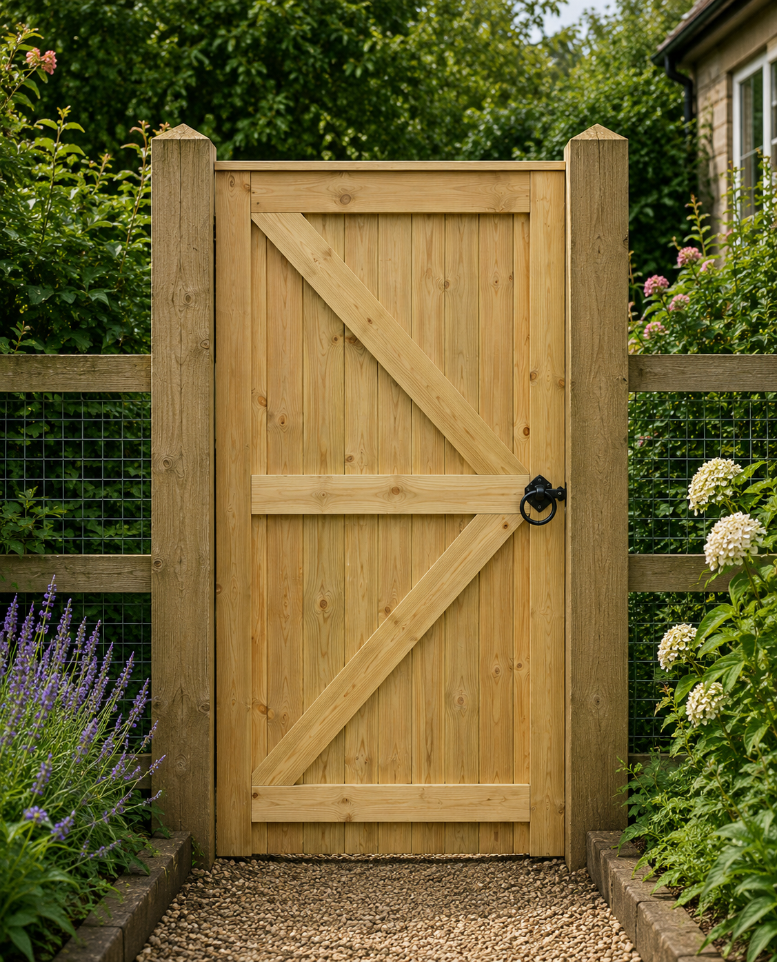 Flat Top TVG Wooden Garden Gate – view 2