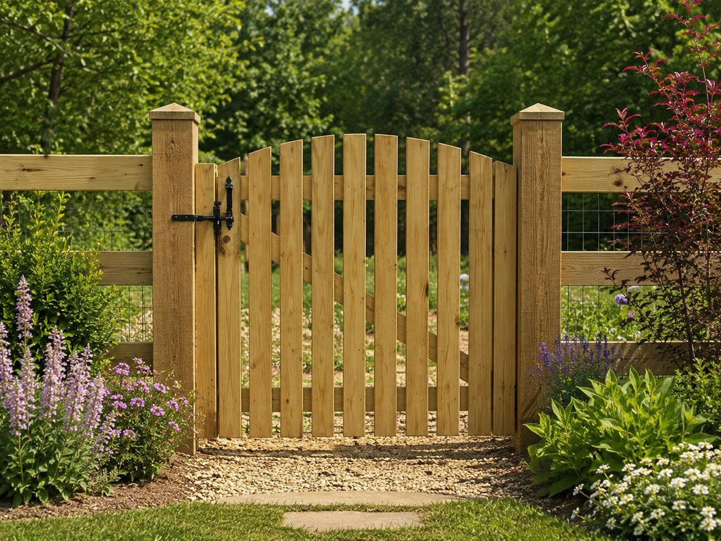 Arched Picket Wooden Garden Gate – view 2