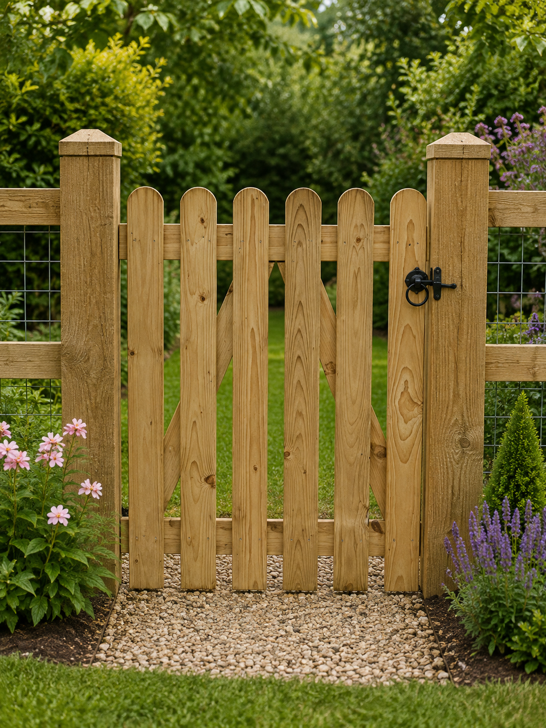 Round Top Picket Wooden Garden Gate