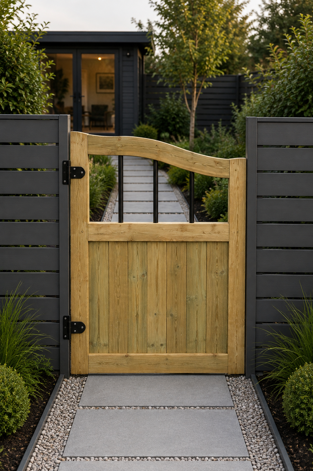 Swan Neck Wooden Garden Gate