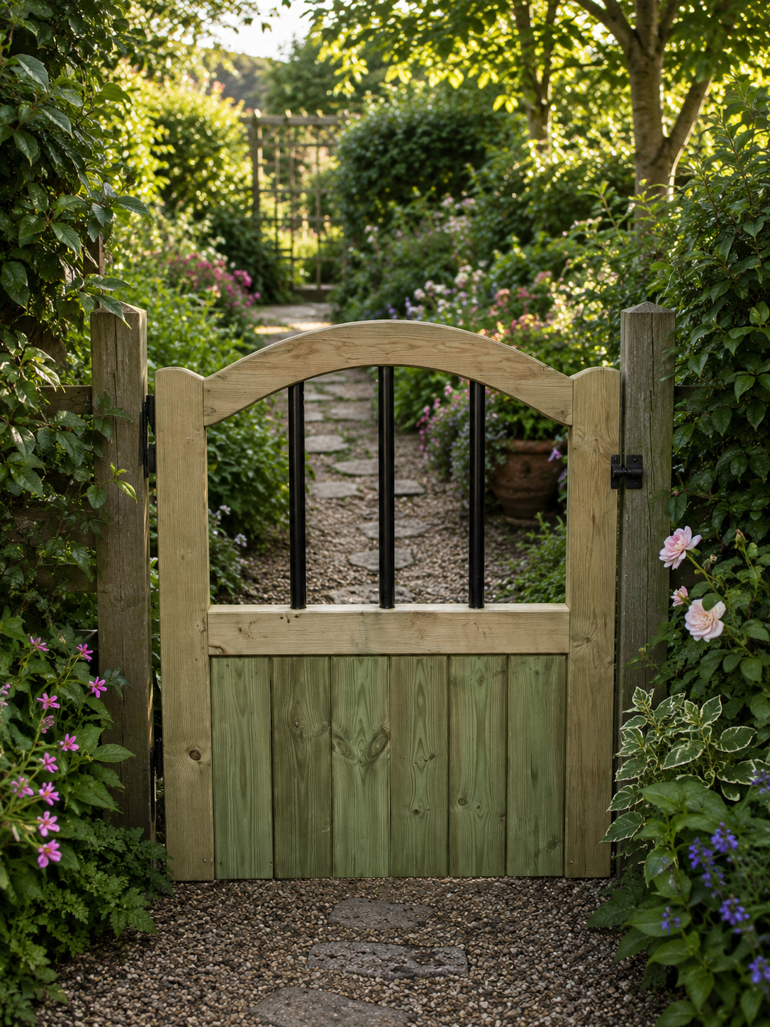 Arched Top Wooden Garden Gate