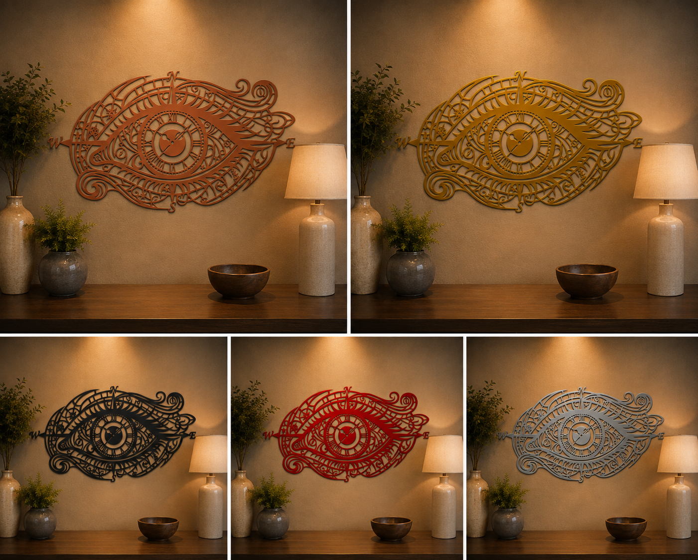 Mystical Eye Compass Metal Wall Art – Laser Cut Steel Eye Wall Décor | Celestial Navigation Art