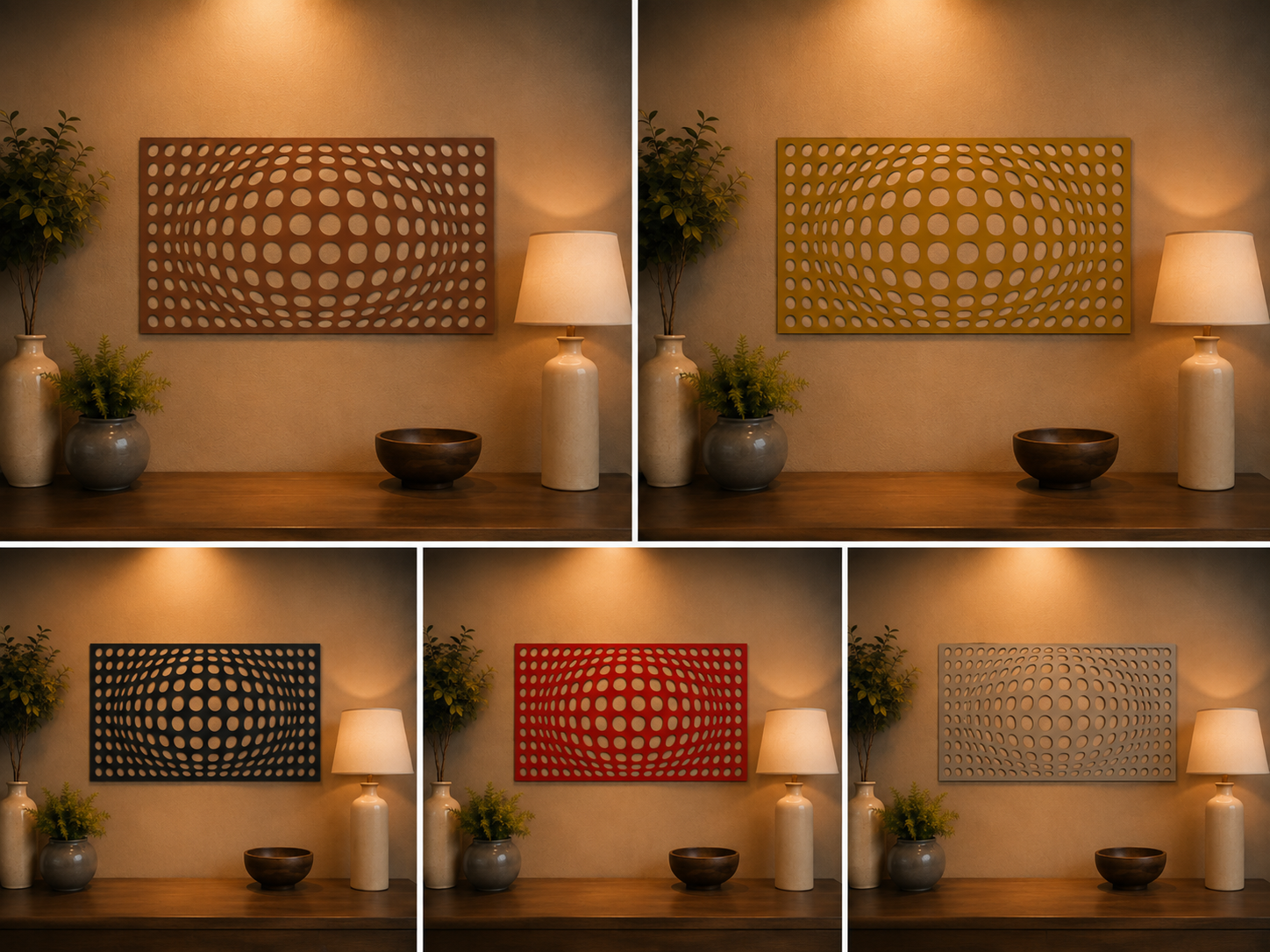 Optical Illusion Metal Wall Art – 3D Circle Geometric Laser Cut Steel Wall Décor