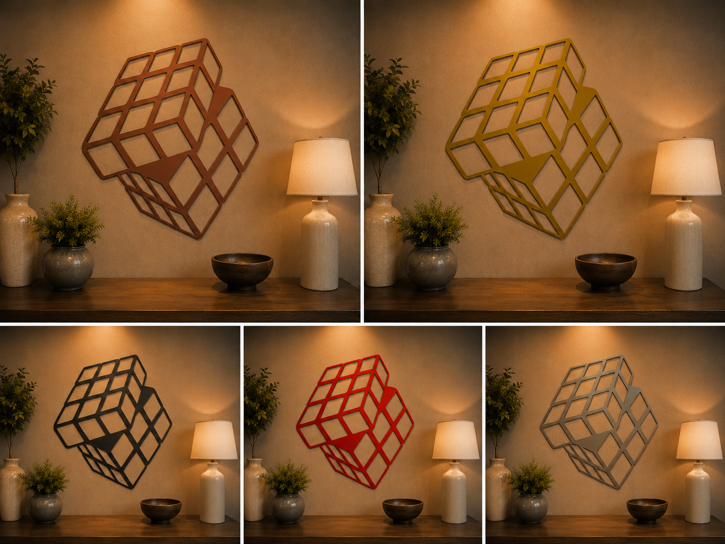 3D Cube Metal Wall Art – Geometric Laser Cut Steel Wall Décor | Modern Abstract Home & Office Art