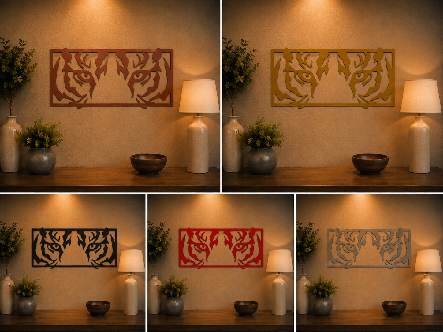 Tiger Eyes Metal Wall Art Panel – Laser Cut Steel Wildlife Wall Décor | Indoor & Outdoor Garden Art