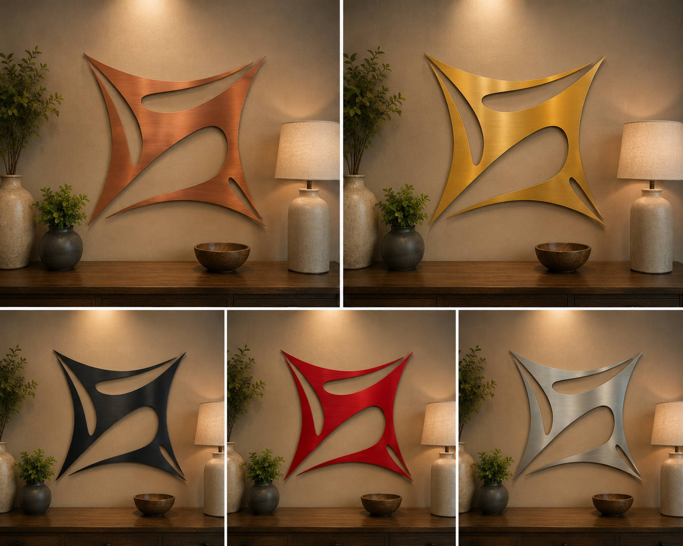 Abstract Stretch Metal Wall Art – Modern Organic Geometric Steel Wall Décor