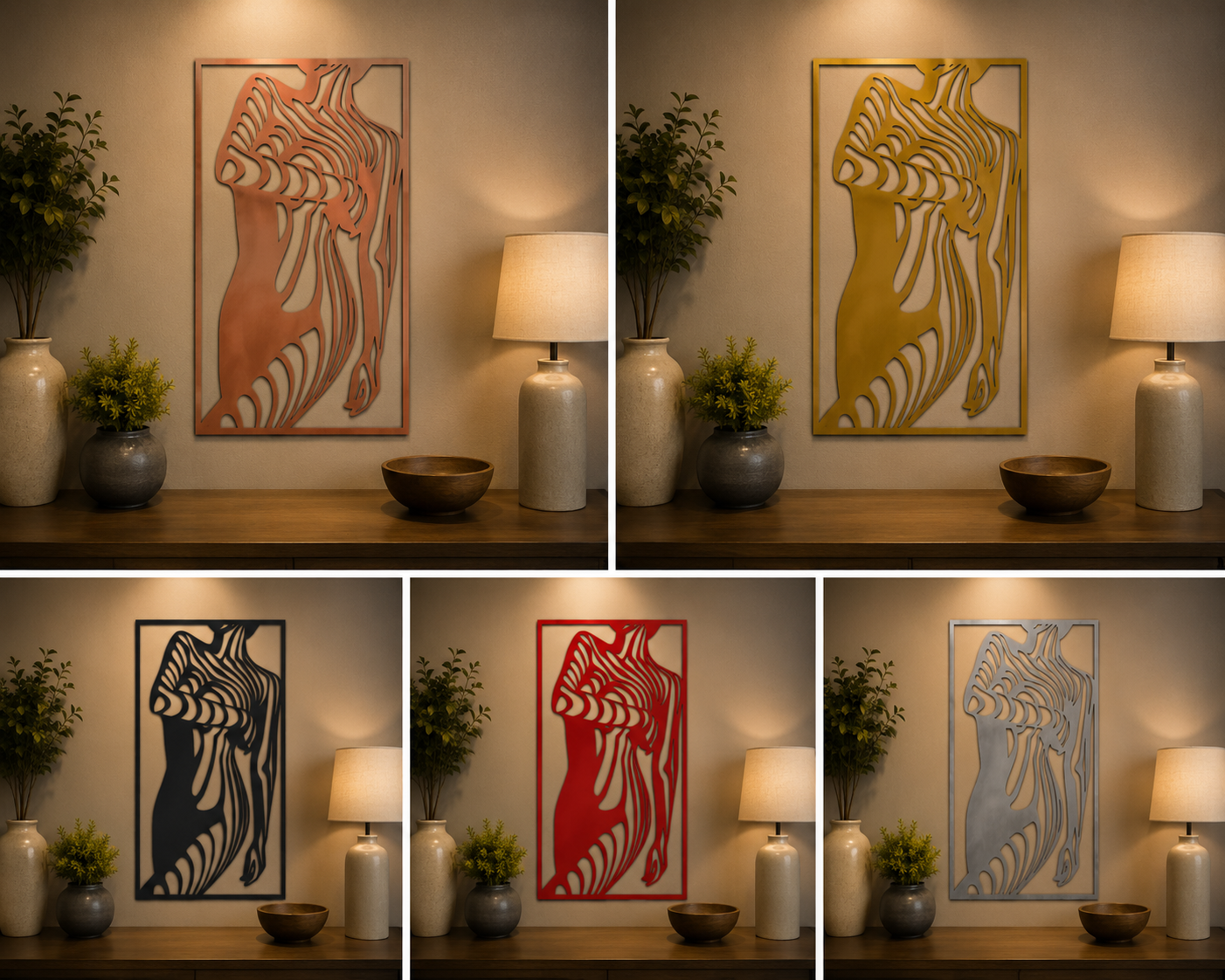 Abstract Woman Metal Wall Art – Female Body Line Art Laser Cut Steel Wall Décor | Modern Feminine Art