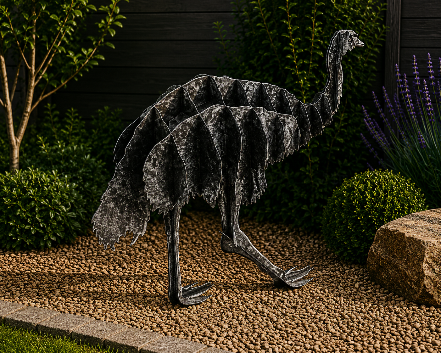 Standing 3d Metal Emu Garden Sculpture – Australian Bird Outdoor Garden Art